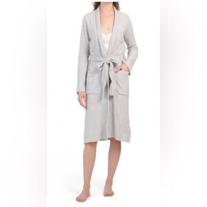 Natori Women’s Aura Solid Ribbed Collar Robe Grey size XS